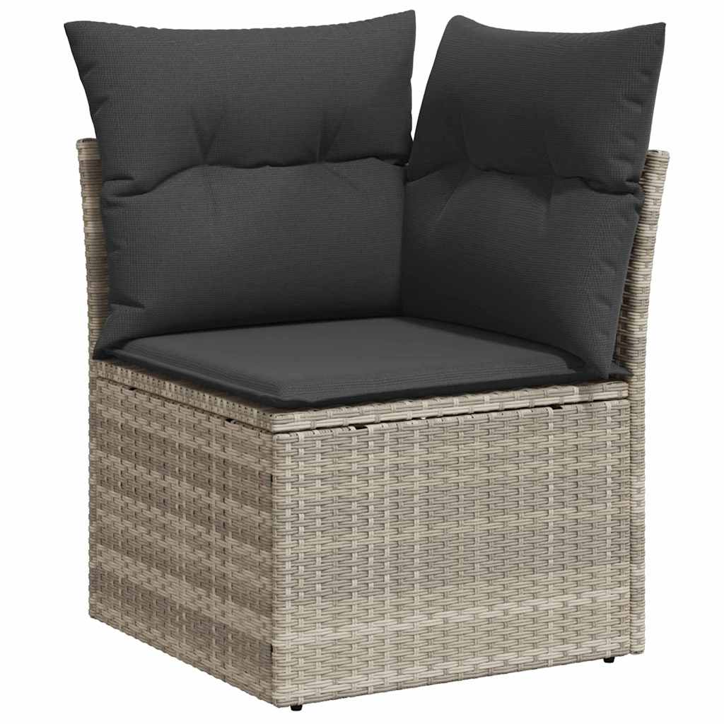 Garden Sofa Set with Cushions 8 pcs Light Grey Poly Rattan