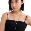 Adjustable Square Pendant Sweater Necklace: Titanium Steel Luxury Jewelry for Women