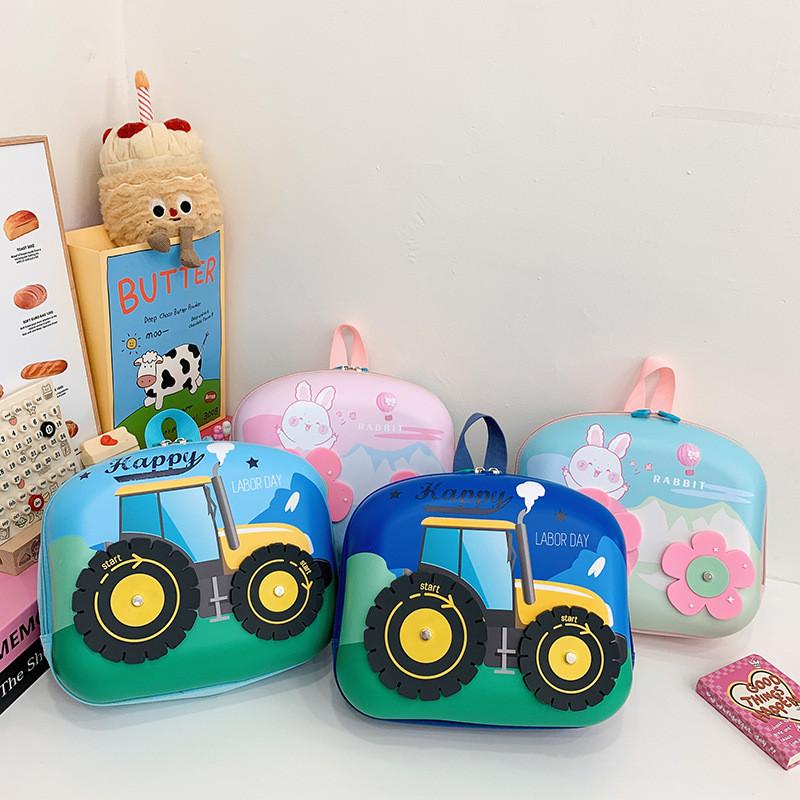 Cartoon Engineering Cute Car Rabbit Flower Pattern Children Hard Shell Backpack