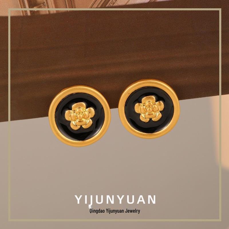 

Европейские и американские ретро серьги-пусеты с серебряными цветами - Легкая роскошь, Высококлассный универсальный дизайн для женщин чёрный