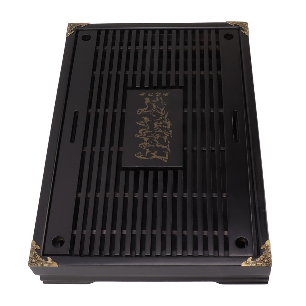 Simple Tea Tray Drawer Type Wooden Drainage Water Storage Gongfu Tea Table Set for Home Black