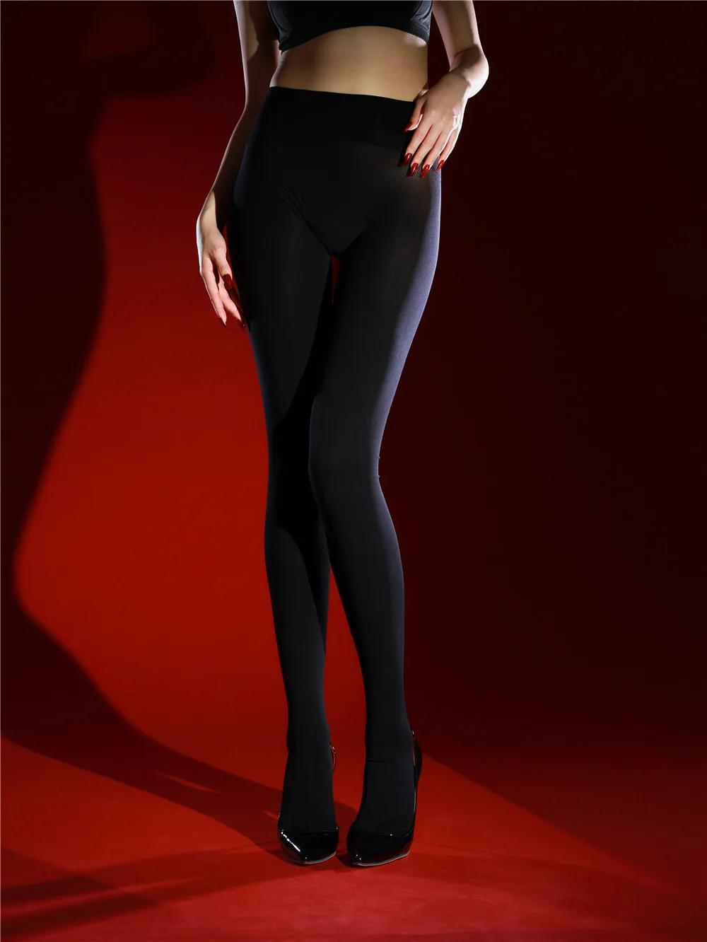Collants Sexy pour Femmes Sans Couture Entrejambe Ouvert 120D Bas d'Automne Brillants Huileux Collants Gainants Leggings Bas Sexy One Size red