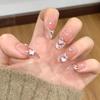 Sweet Blush Cat Eye French Nail Stickers: Cute, Removable, Wearable Nail Designs