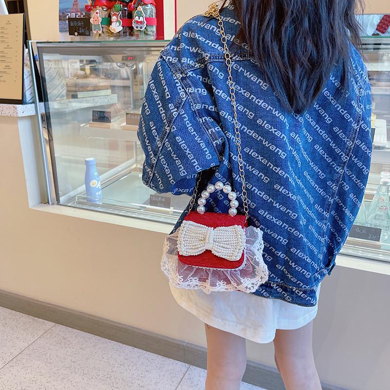 Stylish Children's Mini Red Handbag With Pearl Accent Perfect For New Year Celebrations