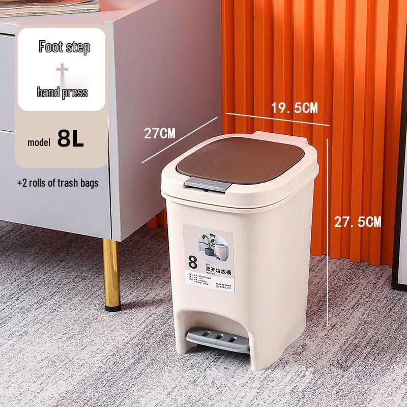 Large Odor-Proof Foot Pedal Trash Can with Lid for Home: Double Opening for Bedroom, Living Room, Kitchen, Bathroom, and Toilet.