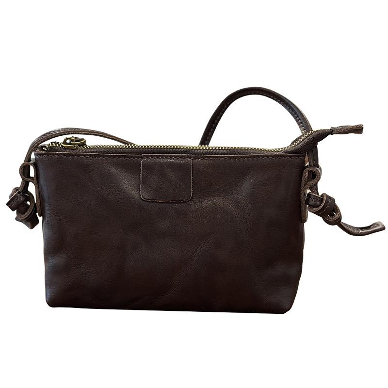 New Textured Shoulder Bag, Women's Genuine Leather Retro Versatile, Niche Design, Commuting Crossbody Bag, Mini Phone Bag