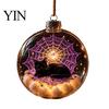 Accesorii de casă pentru sărbători de interior, Glob de Halloween, Ornament Luminos din Plastic Transparent, Decorare pentru Atmosferă Festivă cu Pisică/Schelet/Liliac în Interior