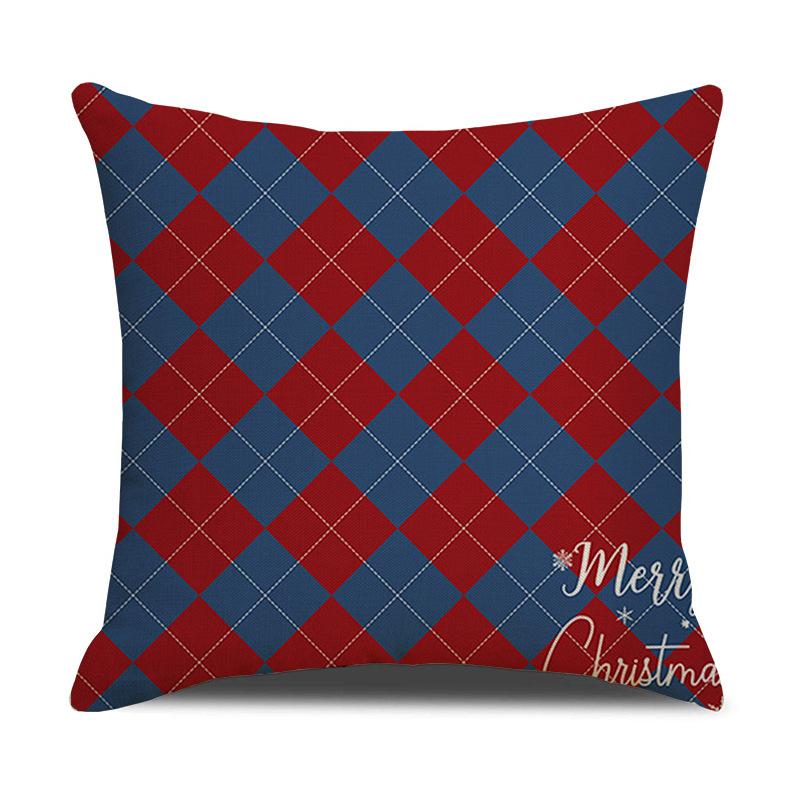 Christmas Pillow Cartoon Red Print Elk Snowflake Sofa Bedroom Linen Cushion Cover