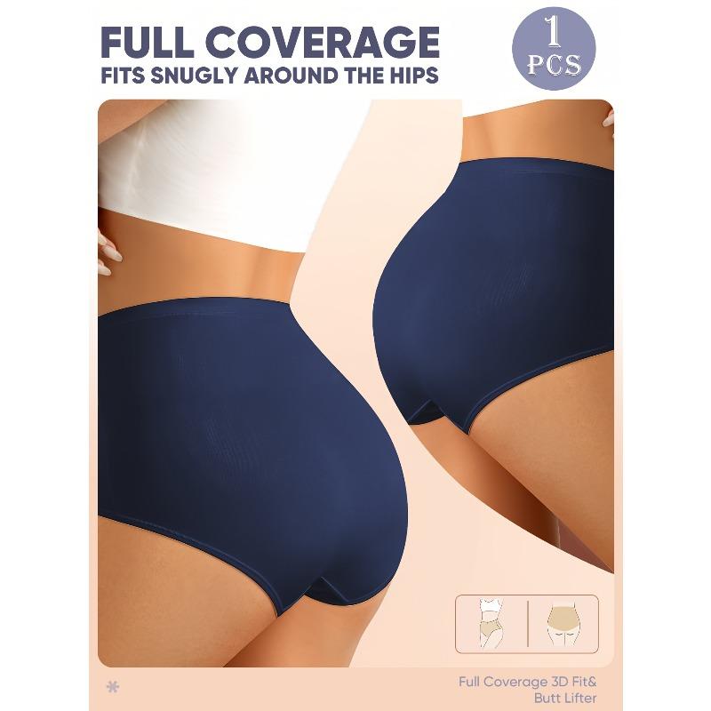 Women's Simple Solid Color High-Waist Breathable Mesh Triangle Panties with Crisscross Texture Design, Tummy Control, Butt Lifting, Seamless Shaping