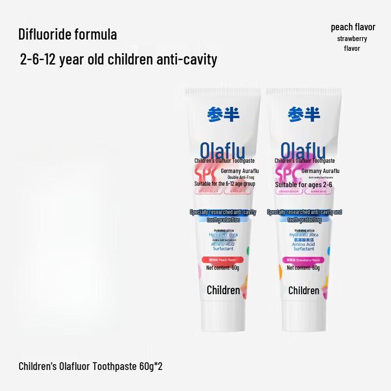 CanBan Kids Olaflur Toothpaste - Peach & Strawberry Duo