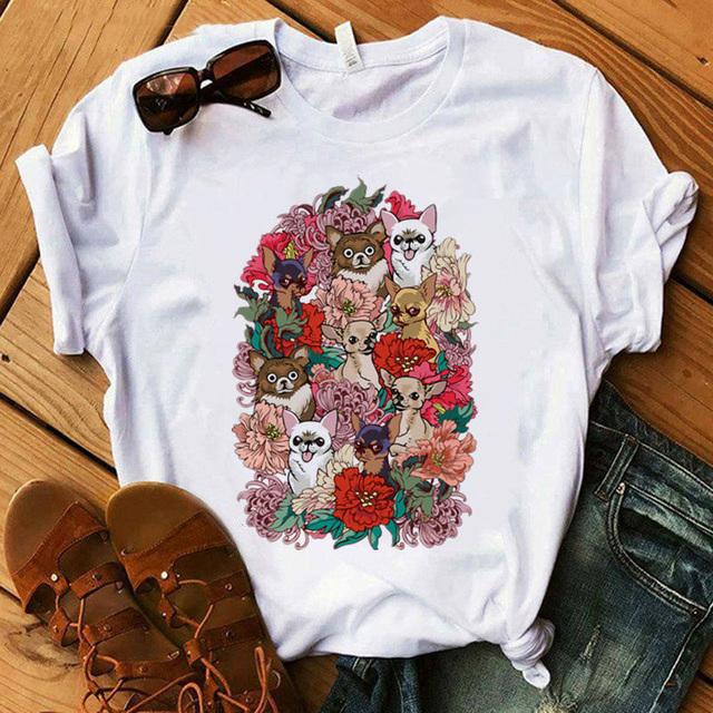 Zogankin Chihuahua Momma Print Dámské tričko Léto Nová móda Tričko Funny Dog Design Krásná dívka Tričko Tričko Femme