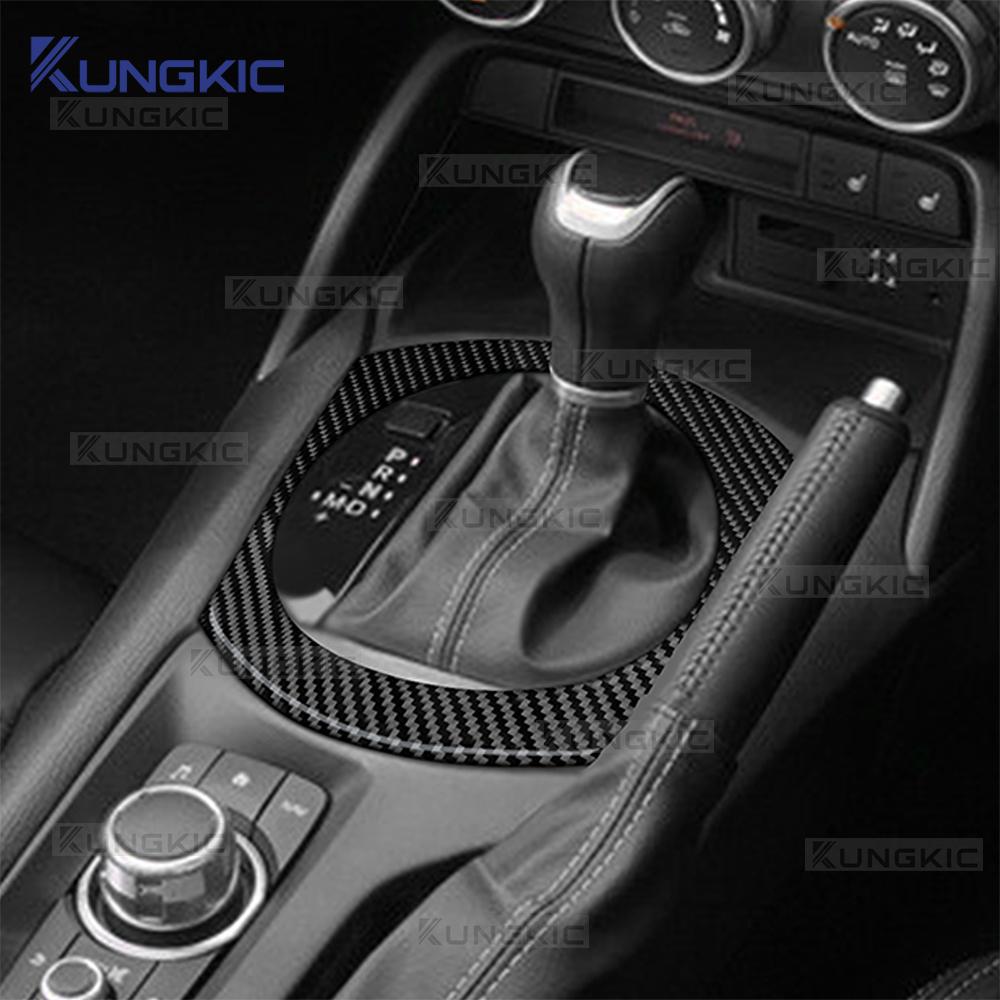 For Mazda MX-5 MX5 Miata Roadster ND ND2 MK4 2015-2025/Fiat 124 2016-2020 Real Soft Carbon Fiber Sticker Car Gear Shift Trim