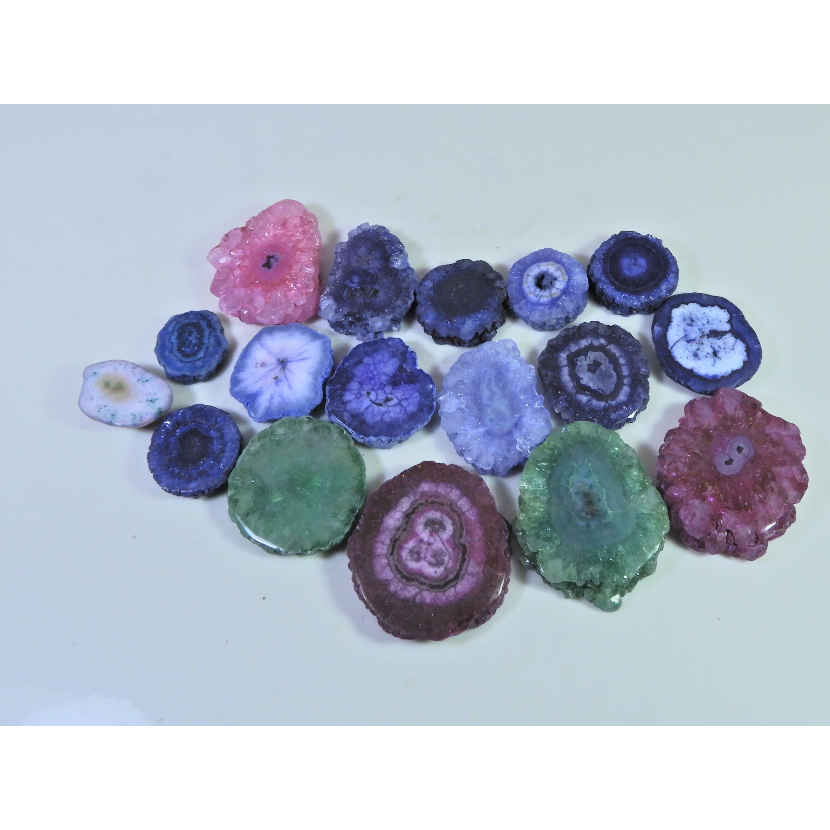 380Cts. Dyed Soalr Druzy Agate Mix Shape Cabochon Loose Gemstone 17Pcs Lot C-1750