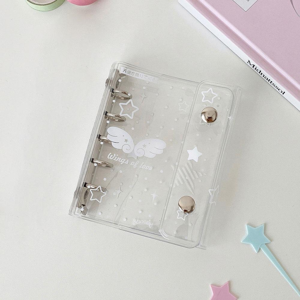 INS Transparent Loose-leaf Cover Angel Wings Patterns 3-inch Storage Photo Album Postcards Collect Book
