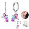 925 Silver Unicorn Rainbow Horse Sparkling Color Gemstone Women's Sweet Earrings Fit for Anniversary Engagement Delicate Jewelry