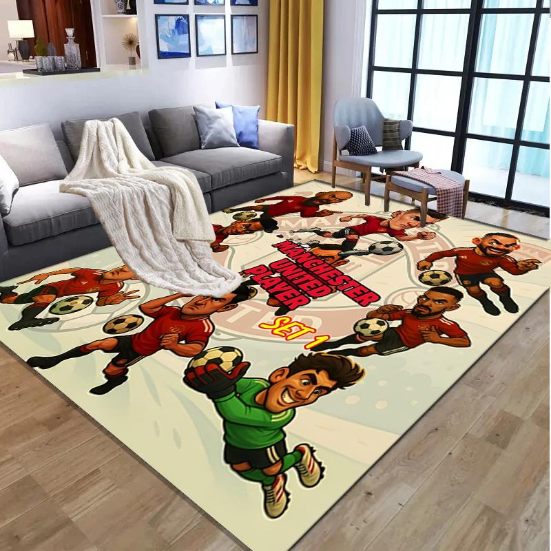 Football United F.C Pattern Rug, Indoor/Outdoor Mat, for Picnic, Gameroom, Bedroom, Office, Living Room, Home Decor Carpet, Birthday Gift