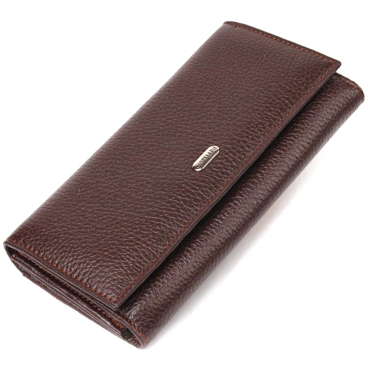 

Жіночий зручний гаманець із натуральної зернистої шкіри CANPELLINI Wallet 21654 Коричневий