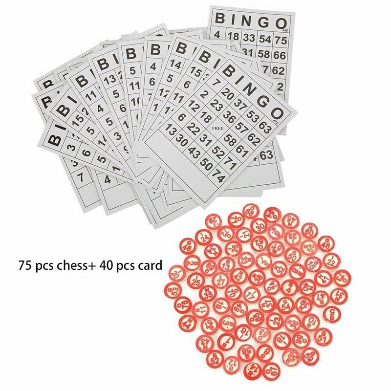40+75 Bingo Unterhaltungsset für Kinder mit 40 Bingokarten und 75 Markern
