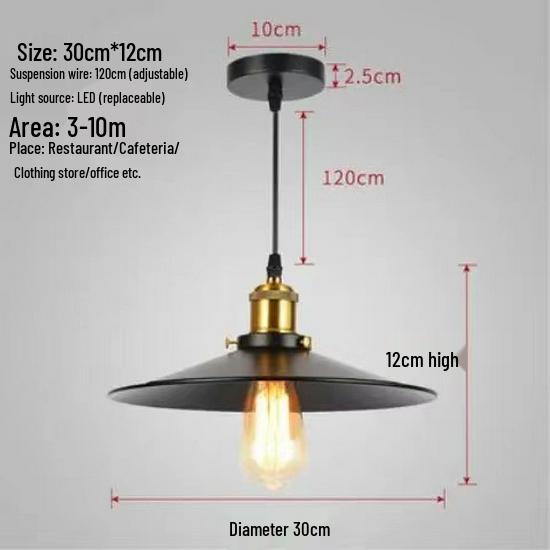 Industrial Black Retro Wrought Iron Pendant Lamp - Modern, Simple Design for Restaurants, Bars, and Hotels