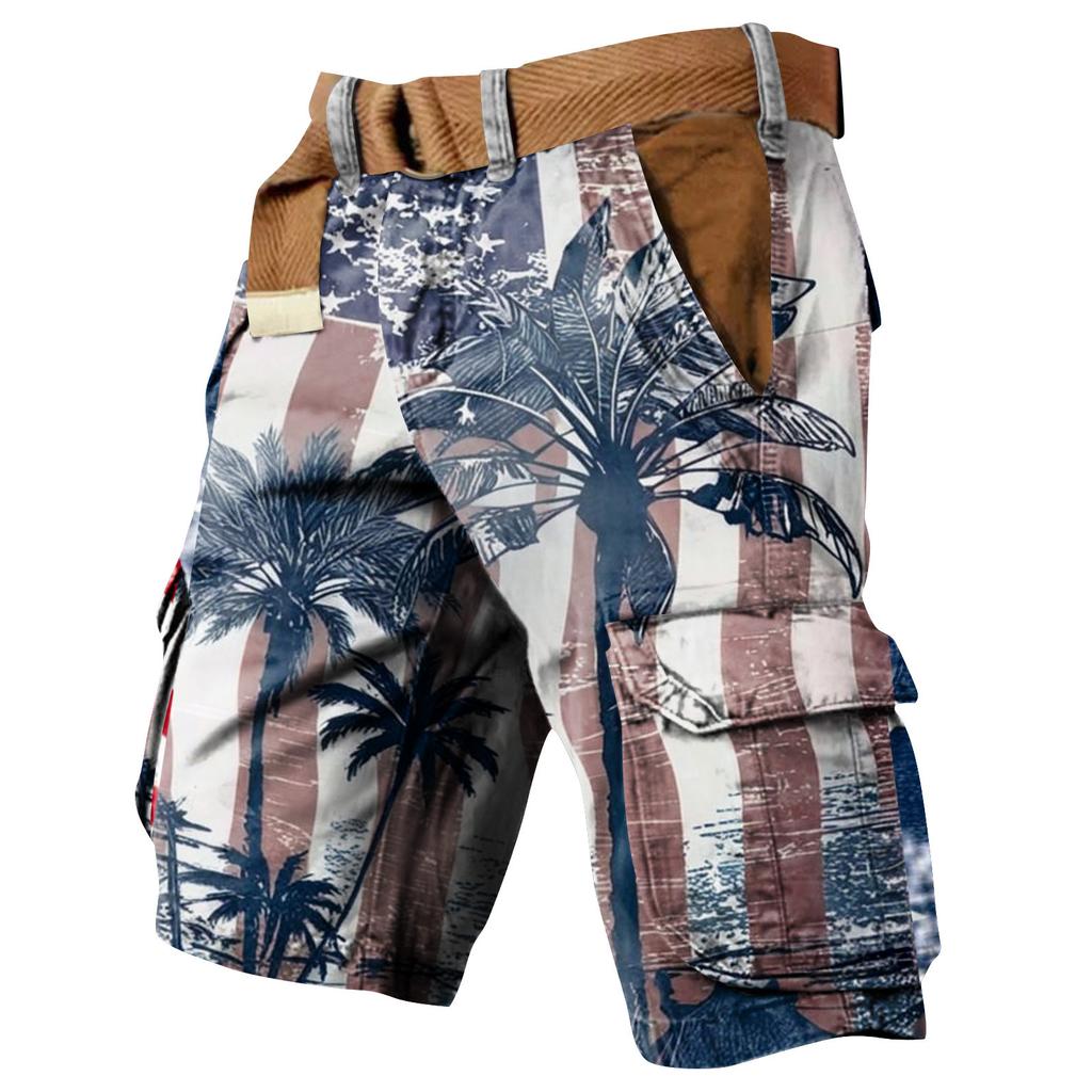 Herren Unabhängigkeitstag Bedruckte Mehrfach-Taschen Workwear Shorts