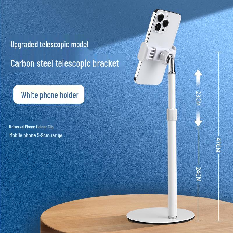 Adjustable Metal Telescopic Phone and Tablet Stand - Portable with Rotating Base