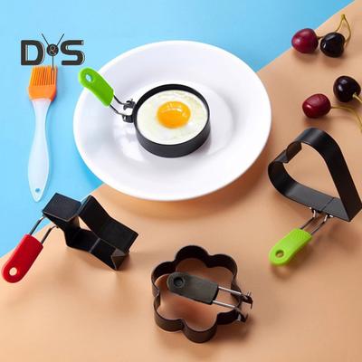 Herzförmige Eierringform aus Edelstahl, antihaftbeschichtet, Blumenstern, Pfannkuchen-Omelettformen zum Braten von Eiern, Kochen von Frühstückssandwiches und Burgern
