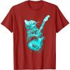 Funny Rock Cat Playing Electric Guitar Graphic Print Men's Cotton Casual T-Shirt