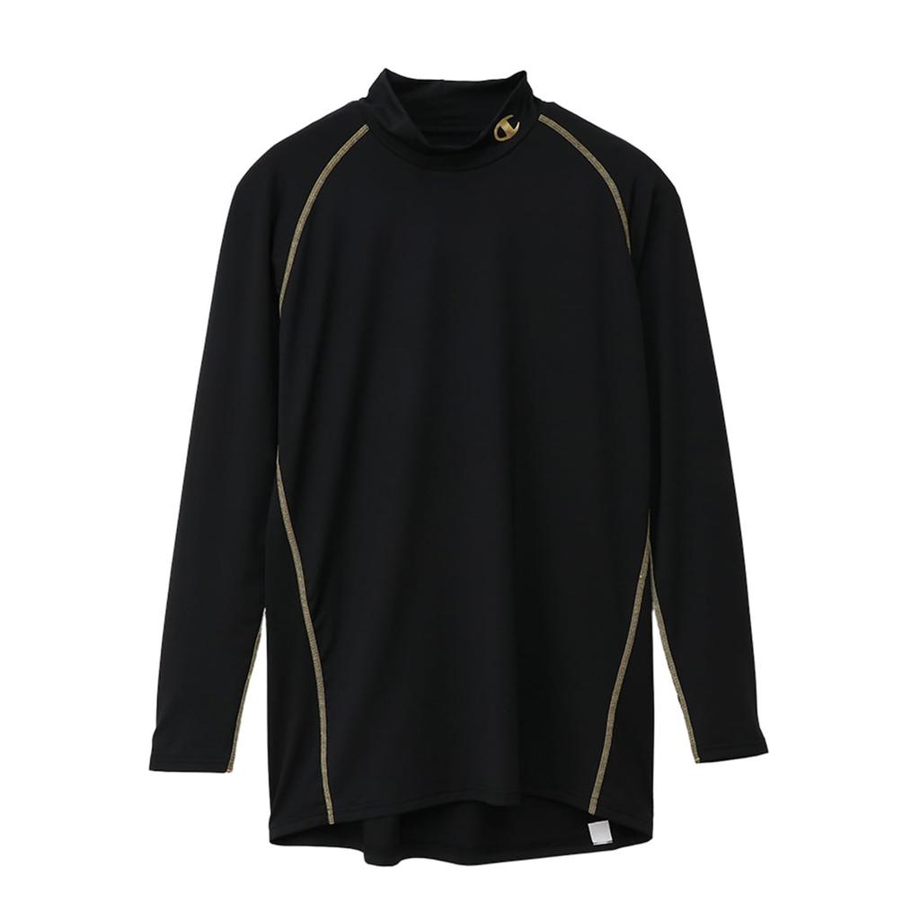 Champion Long Sleeve UV Mock Black x Size LL Men's T-Shirt, CM4HP261, Moisture-Wicking, Quick-Drying, Antibacterial, Odor-Resistant, Stretch,