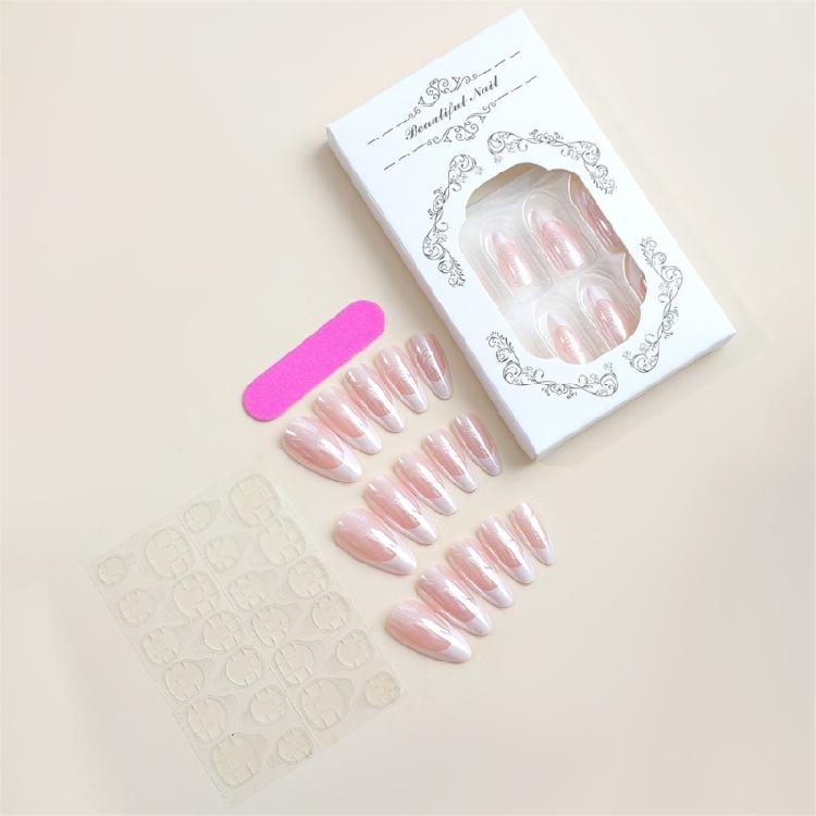 Full Cover Press On Nails French Tip Press On Nail Medium Almond Artificial Nail