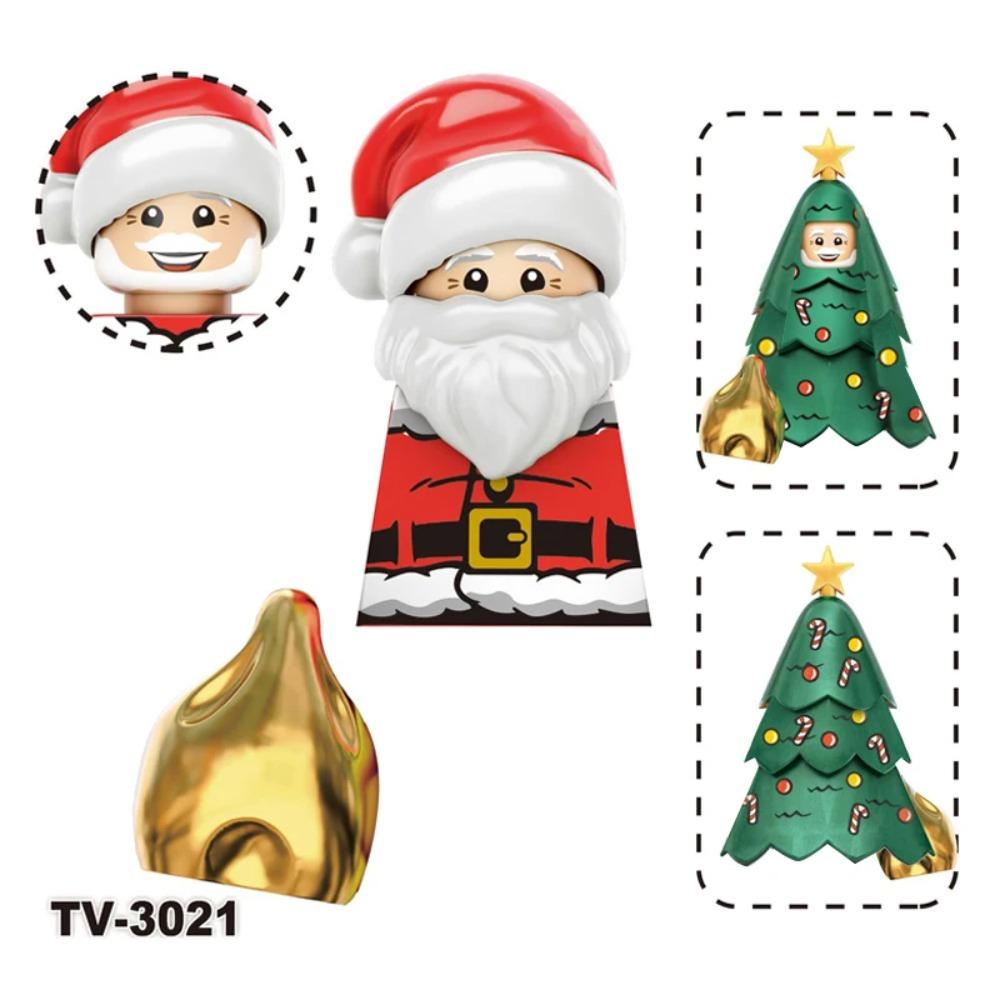 Winter City View Merry Christmas Decoration Flower Wreath Building Blocks House Home Santa Claus Figures Snow Window Bricks Toys