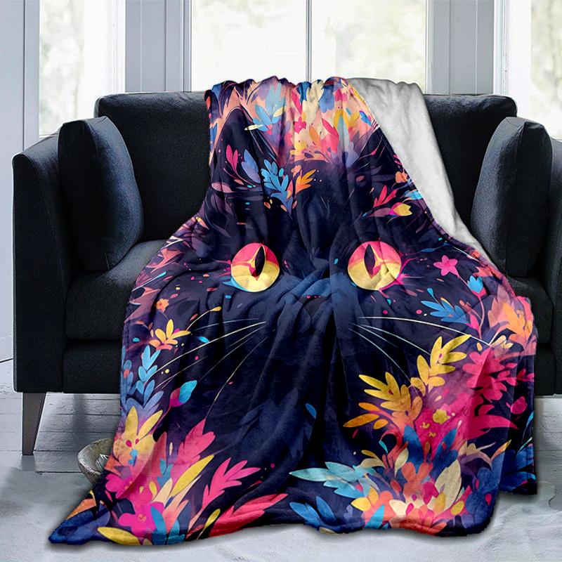 1pc Adorable Kitten Love Blanket Soft Throw for Home Decor, Gift Idea, Living Room, Travel, Camping, Car Blankets