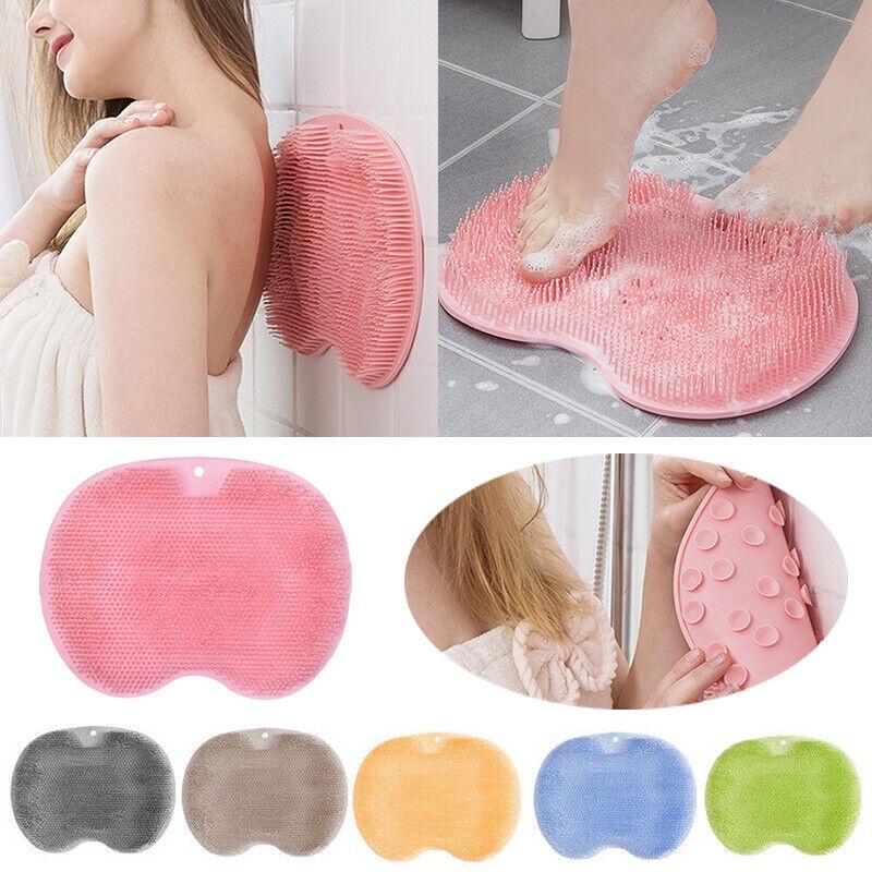 Shower Silicone Foot Scrubber Back Body Brush Massager Pad Mat Cleaning Bathroom