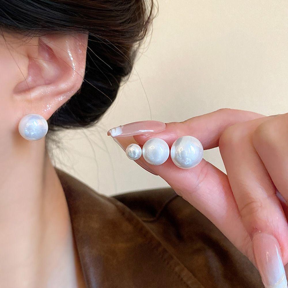 

Простые элегантные простые серьги-гвоздики с жемчугом, высококачественные серьги-гвоздики с шариками, жемчужные серьги для девочек