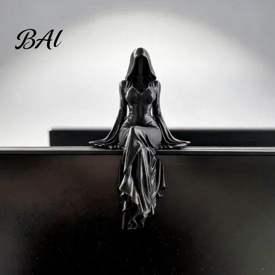 Elegant Gothic Bookshelf Decor 3D Printed Reaper Goddess Figurine, Ethereal Hooded Figure Sculpture, Dark Girl Sculpture Fantasy Statue Collectible