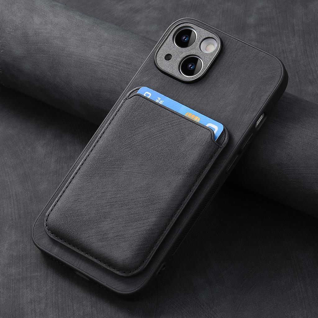 Applicable Apple 16 Pro Mobile Phone Case Leather Solid Color Retro 15 Pro Magnetic Card Case IPhone14 Protective Case