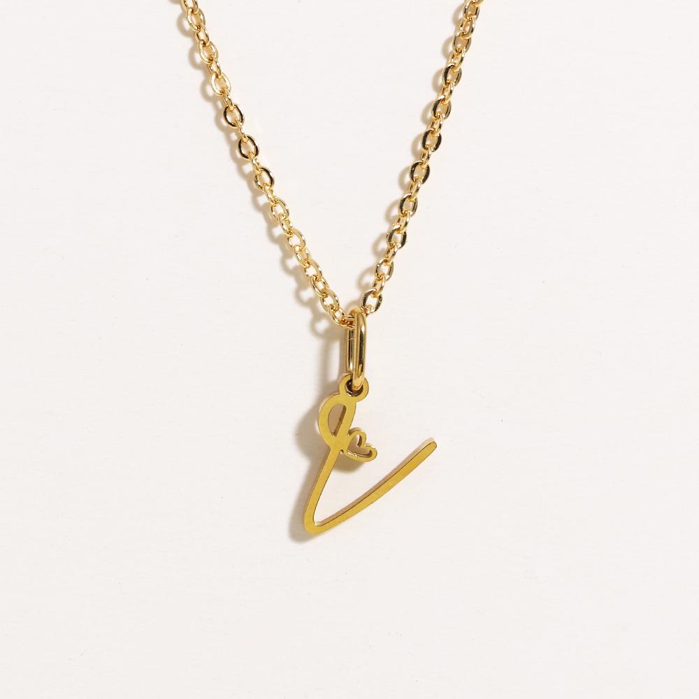 Charms Heart Initial Necklaces for Women,Gold Plated Letter Pendant Necklace, 26 Capital A-Z Stainless Steel Jewelry