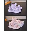 New Spring/Summer Kids' Open-Toe Beach Sandals - Adorable Bear Print Girls' Sandals with Hook & Loop Closure