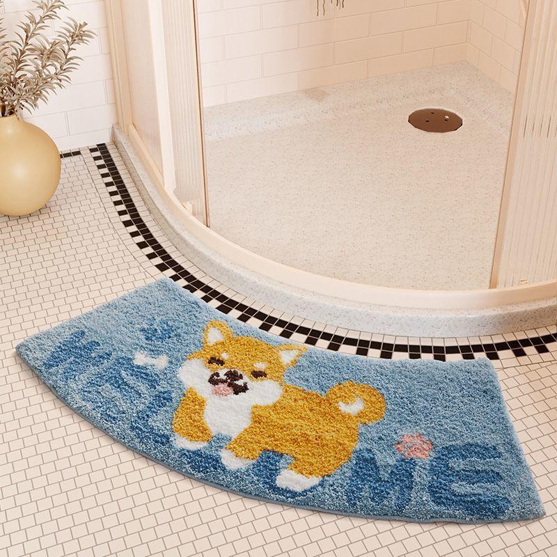 Curved Absorbent Floor Mat Fan-shaped Carpet Shower Room Door Mat Toilet Toilet Pedal Mat Bathroom Non-slip Mat