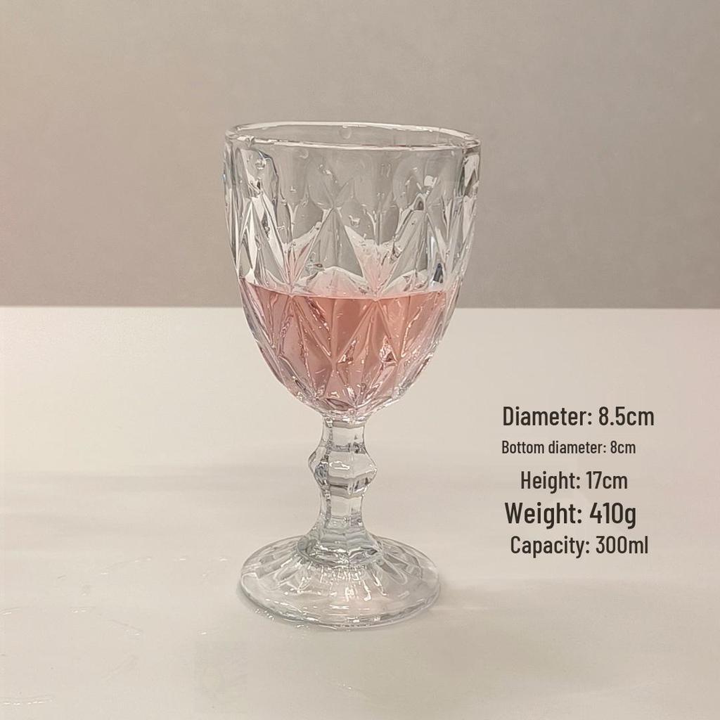 Vintage Embossed High-Footed Red Wine Glass with Bubbles - Wedding Decoration, Child-Friendly, Thickened Design