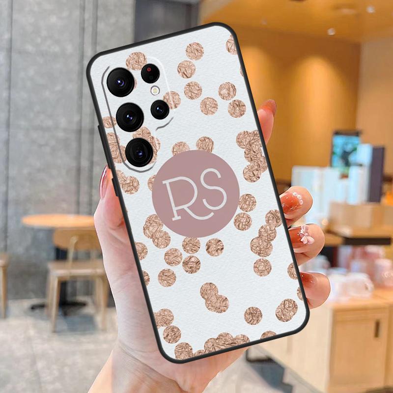 Personalised Initials Polka Monogram Case For Samsung Galaxy S23 S22 Ultra S20 S21 FE S9 S10 Note 10 Plus Note 20 Ultra Cover