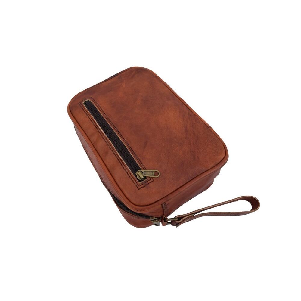 Genuine Goat Leather Toiletry Bag Shaving Dopp Kit Case Organizer Washbag Pouch