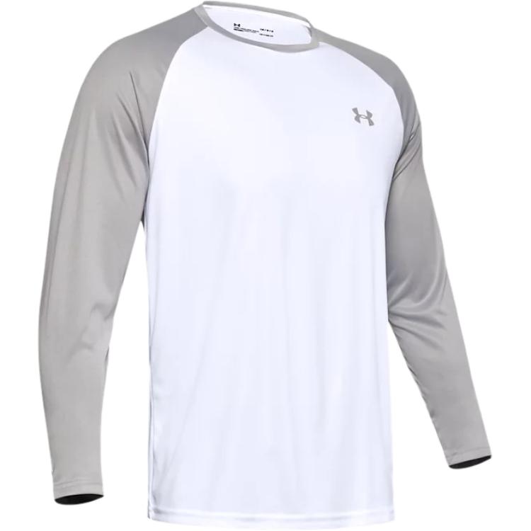 

Under Armour Velocity Color Block Crew Neck Long Sleeve T-Shirt Men Tops Gray 1327970-100 XL