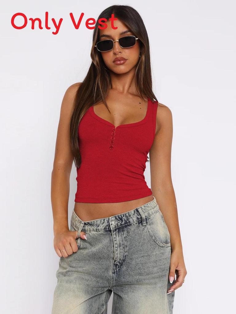 American Sexy Girl Low U Neck Sleeveless Top With Ribbed Fabric For Summer Party Wear