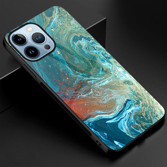Kunst Marmor Mode Telefon Fall Für Iphone 14 13 11 12 Pro Max Mini Xs Xr X 7 8 6s Plus Se 2022 Gehärtetem Glas Abdeckung Stoßstange Fundas