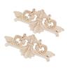 2Pcs Flower Carved Long Onlay Applique Carving Decal Furniture Decoration (#1: 16*7.5cm)
