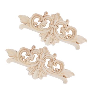 2 ks Květinová vyřezávaná nálepka Applique Decal Dekorace nábytku (#1: 16*7,5 cm)