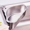 Triangular Kitchen Sink Organizers With Mesh Drain Basket Food Grade Steel Rustproof Design Corner Food Strainer Rack
