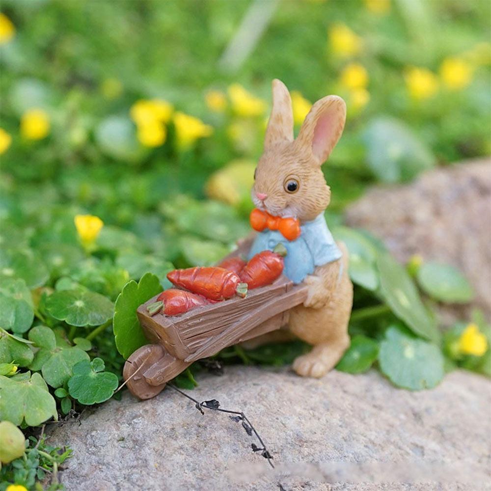 Multicolor Cartoon Rabbit Figurines Micro Landscape Resin Garden Turtle Statue Waterproof Bonsai Ornament Lawn Animal Sculpture