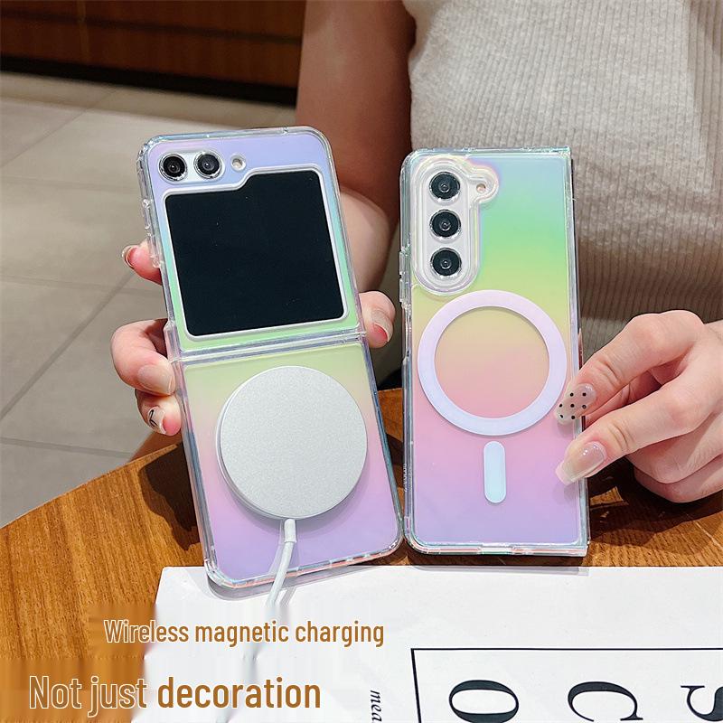Samsung Galaxy Z Flip7 Gradient Magnetic Transparent Anti-Fall Folding Case