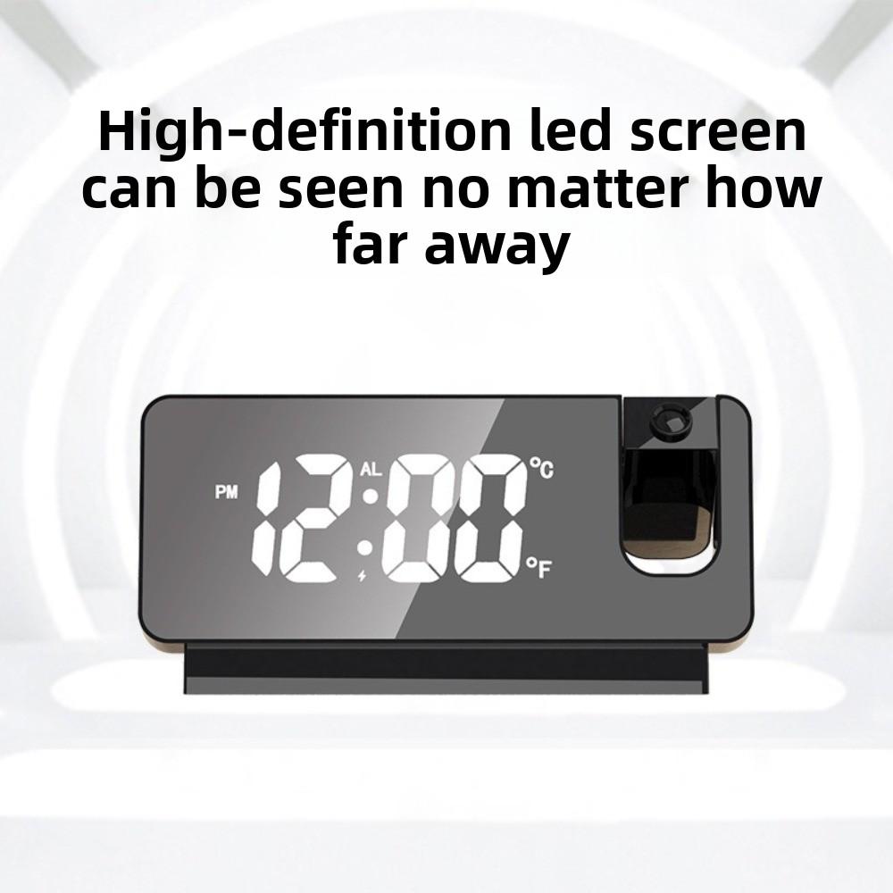 LED Display Mirror Projection Clock Adjustable Brightness Projection Feature LED Display Clock Plastic Shell Digital Alarm Clock